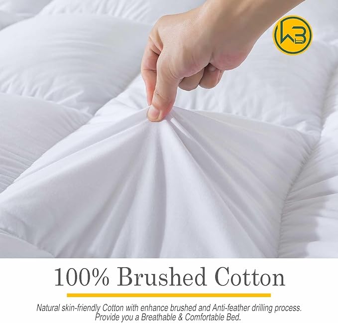 WhatsBedding 3 Inch Feather Bed Mattress Topper,Duck Feather Memory Foam Mattress Topper, Thickened Topper Layer，Full