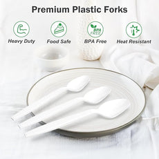 360 Count White Plastic Spoons Disposable, BPA-Free, Heat Resistant, Solid and Durable Disposable Spoons Heavy Duty Bulk, Premium Spoons plastic disposable for Party Supply
