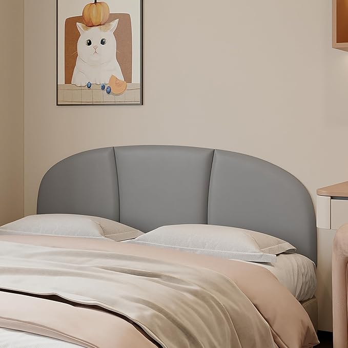 Yutianli Upholstered Headboard Queen Size 59"x 20" Wall Mounted Peel and Stick Headboard Grey Anti Collision Padding