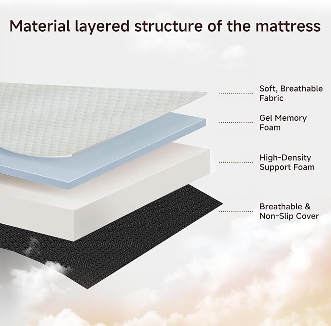 Foldable Mattress, Single Tri-Fold Memory Foam Mattress Topper with Washable Cover, Handle & Non-Slip Bottom, 4 Inch Portable Folding Bed for Guest, Yoga, Living Room, Camping - 75"x25"x4"