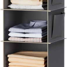 YOUDENOVA Hanging Closet Organizer and Storage, 6-Shelf Closet Hanging Storage Shelves, Grey