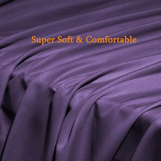 SONORO KATE Bed Sheet Set Super Soft Microfiber 1800 Thread Count Luxury Egyptian Sheets Fit 18-24 Inch Deep Pocket Mattress Wrinkle-6 Piece (Purple, California King)