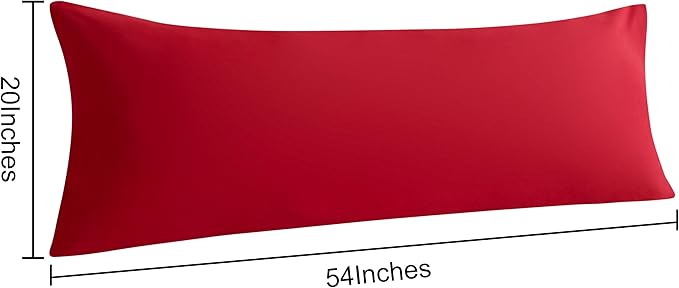 NTBAY 2 Pack Body Pillow Cases, 20x54 inches, Red, Soft, Wrinkle, Fade Resistant, Envelope Closure, Microfiber, 2 Pillowcases in Set, Premium Quality, Machine Washable