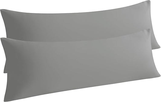 NTBAY 2-Piece Body Pillowcase Set, 20x54 inches, Smoke Grey, Microfiber, Wrinkle-Free, Fade-Resistant, Envelope Closure