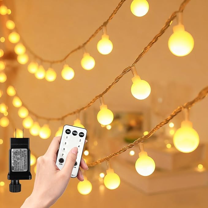 Globe String Lights 180 Feet 300 led,8 Modes Fairy Lights Plug in,Indoor Lights for Bedroom,Classroom,Outdoor Lights for Patio,Garden,Party,Wedding-Warm White