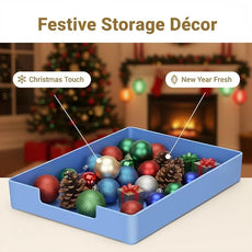 Letter-Size Tray, Desk Drawer Organizer, A4 Plastic Paper Tray for Office, School, Home Storage, and Storage Containers for Christmas Ornaments, Gift Wrap, and Crafts (Blue)