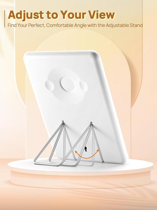 OMIRO Magnetic Locker Mirror, 10 x 7 inches Desk Makeup Mirror with Adjustable Stand and Hanging Hole for Shaving and Traveling, Strong Magnets for Secure Attachment,White