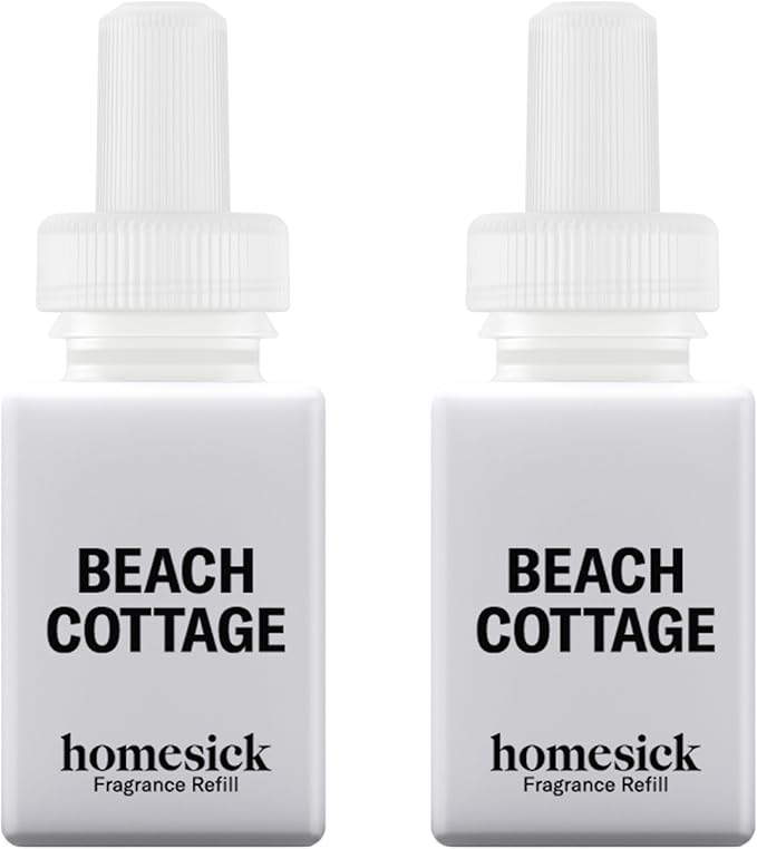 Pura & Homesick Home Scent Refill - Smart Home Air Diffuser - Up to 120-Hours of Luxury Fragrance per Refill - Spring & Summer Fragrance - 2 Pack, Beach Cottage