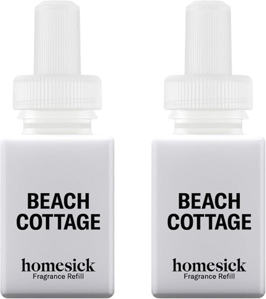 Pura & Homesick Home Scent Refill - Smart Home Air Diffuser - Up to 120-Hours of Luxury Fragrance per Refill - Spring & Summer Fragrance - 2 Pack, Beach Cottage