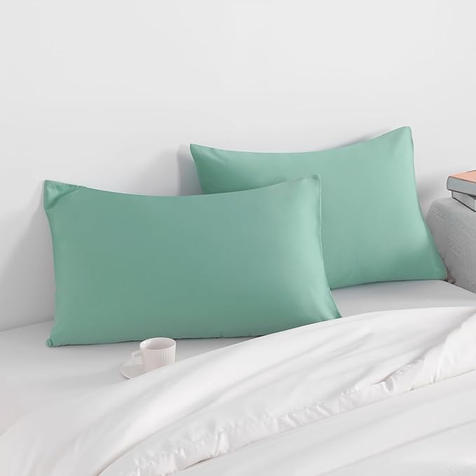NTBAY King Pillow Cases Set of 2, 2 Pack Brushed Microfiber 20x40 Pillow Cases, Soft, Wrinkle, Fade, Stain Resistant Mint Green Pillow Cases with Envelope Closure, 20x40 Inches, Mint Green
