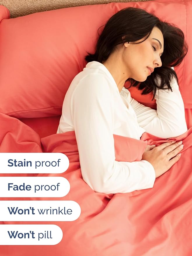 Extra Deep Pocket Queen Sheet Set - 4 Piece Breathable & Cooling Bed Sheets - Hotel Luxury Sheet Set - Ultra Soft, Wrinkle Free & Comfy - Easily Fits Extra Deep Mattresses - Deep Pocket Coral Sheets