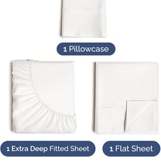 Extra Deep Pocket Twin XL Sheets - 3 Piece Breathable & Cooling Bed Sheets - Hotel Luxury Sheet Set - Soft, Wrinkle Free & Comfy - Easily Fits Extra Deep Mattresses - Deep Pocket Antique White Sheets