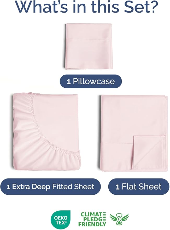 Extra Deep Pocket Twin Sheets - 3 Piece Breathable & Cooling Bed Sheets - Hotel Luxury Bed Sheet Set - Soft, Wrinkle Free & Comfy - Easily Fits Extra Deep Mattresses - Deep Pocket Lavender Pink Sheets