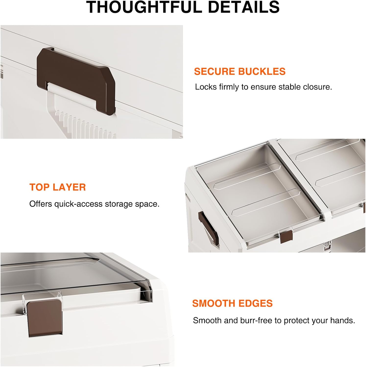 Closet Organizer and Storage Box, Large Essential Collapsible Plastic Car Trunk Container with Clear Lids and Doors, Open Front Multifunctional Stackable Bin for Bedroom, Dorm Room, Craft 80 L