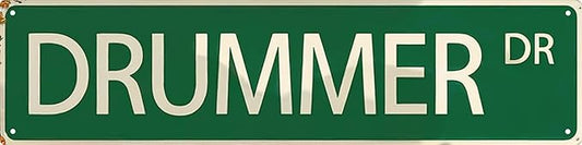 Classic Drummer Street Metal Sign 4x16 in Wall Art for Music Lovers Installation for Home Decor