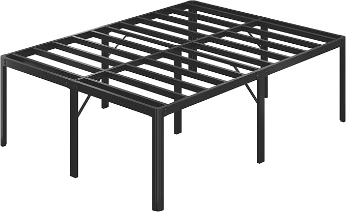 25 Inch High King Bed Frame with Rounded Corner Legs, Sturdy Mattress Foundation, Heavy Duty Metal King Size Platform No Box Spring Needed, Noise Free, Easy Assembly, Black