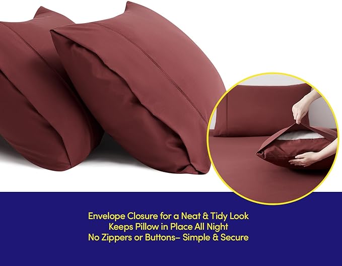 Dorm Room Essentials College Bedding Comforter Set 7 Piece Full Size Bed in a Bag for College Students Boys and Girls, Full, Burgundy