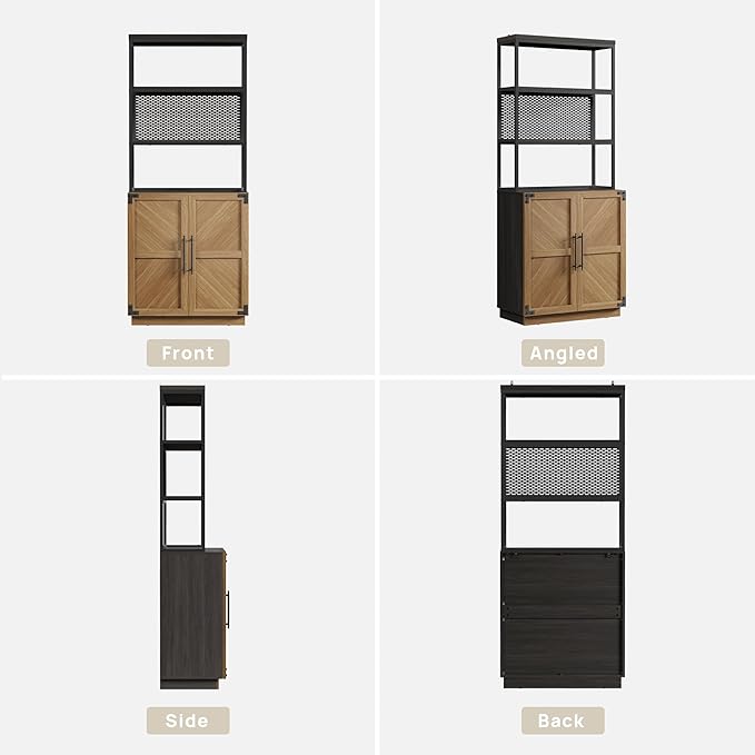 SICOTAS 5 Tier Bookcases Bookshelf with Storage - 75.3” Tall Bookcase with Doors, Large Heavy Duty Freestanding Display Cabinet Farmhouse Book Shelves for Living Room, Home Office, Small Space (3PCS)