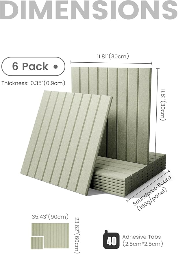 Large Felt Bulletin Board 36" x 24" Cork Board Alternative-6 Pack with 40 Safe Removable Adhesive Tabs, Cork Boards for Walls Cork Board for Home Office Classroom Pin Board (Sage)