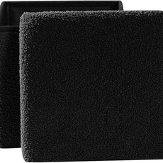 PINPLUS Storage Ottoman Cube Square Shaped Ottomans with Storage Foot Stool Footrest for Lving Room Boucle Ottoman Seat for Dorm Room,Faux Teddy Fur Black, 11.8