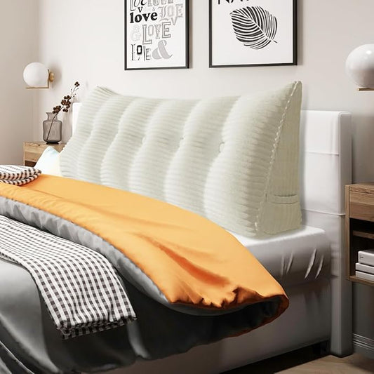 11 lbs Thickened Headboard Pillow Wedge Pillow Headboard Reading Pillow Bed for Comfortable Backrest Reading Triangular Pillow with Side Pocket Backrest Pillows for Sitting in Bed Queen