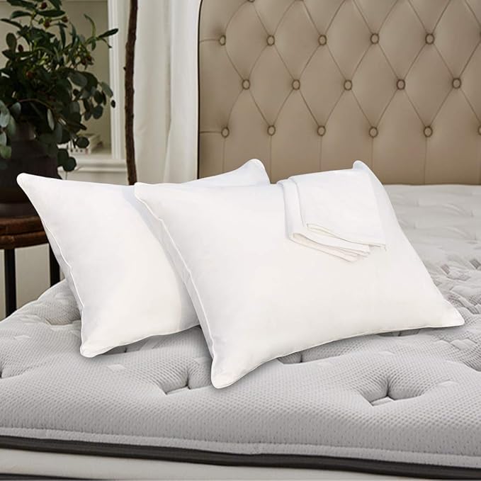 Precoco White Pillow Cases Queen Size Set of 4 | 100% Cotton Pillowcases with Zipper Hidden | Premium Cooling Decorative Pillow Covers with 600 Thread Count, Soft & Smooth, 20x30 inches
