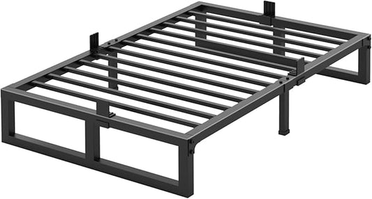 10 inch Twin XL Bed Frame Low Profile Metal Platform Frames with Mattress Slide Stopper,Heavy Steel Slats Support,No Box Spring Needed,Noise Free,Non-Slip,Easy Assembly