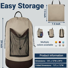 Laundry Bag with Shoulder Straps and Mesh Pocket Laundry Backpack Large Portable Laundry Hamper for College Laundromat Apartment