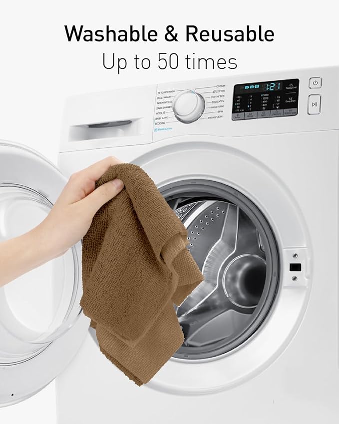 Fantasticlean Microfiber Cleaning Cloth Roll -75 Pack, Tear Away Microfiber Towels, 12" x 12", Reusable, Washable, Scratch Free, Ultra Absorbent for All-Around Cleaning Supplies (TAN)