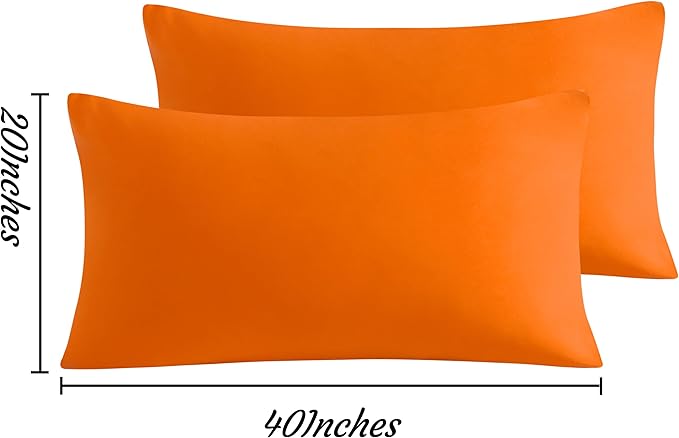 NTBAY King Pillow Cases Set of 2, 2 Pack Brushed Microfiber 20x40 Pillow Cases, Soft, Wrinkle, Fade, Stain Resistant Orange Pillow Cases with Envelope Closure, 20x40 Inches, Orange