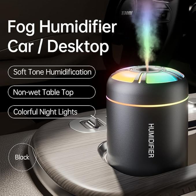 180ml Portable Small Humidifier with Colorful LED Night Light, USB Personal Desktop Humidifier for Car Home Office Travel, Auto Shut-Off, 2 Mist Modes, Super Quiet
