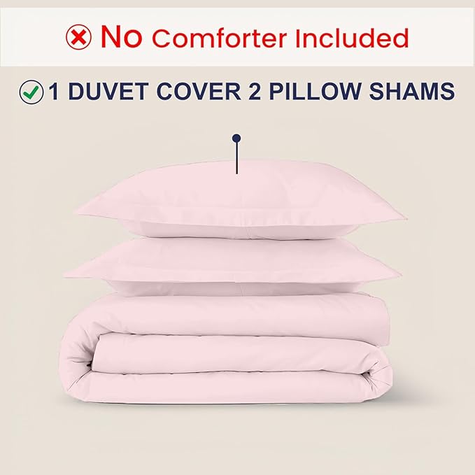 Kotton Culture 3 Pc Twin XL/Twin Duvet Cover Set-100% Egyptian Cotton Sateen 600 Thread Count Ultra Soft Premium Durable Comforter Cover Zipper Closure & Corner Ties- (Pink Blush, 68" X 90")
