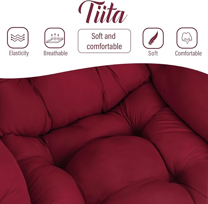 Tiita Lazy Chair with Ottoman, Modern Large Accent Lounge Armchair, Comfy Leisure Sofa Reading Chair with Footrest for Bedroom, Living Room, Dorm Rooms, Garden and Courtyard, Wine red