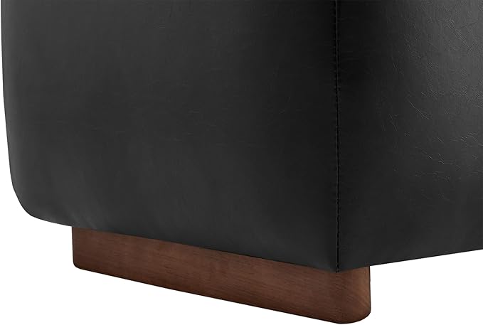 CHITA Storage Ottoman with Tray Lids, FSC Certified Small Rectangular Bench for Living Room, Bedroom, Faux Leather in Black (Light)