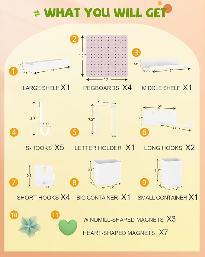 Metal Pegboard Combination Kit — 4 Carbon Steel Pegboards with 26 Accessories, Pegboard Wall Organizer for Home, Office, Study Room, Kitchen, Garage & Craft Room — 24″ × 24″ Pink Peg Board