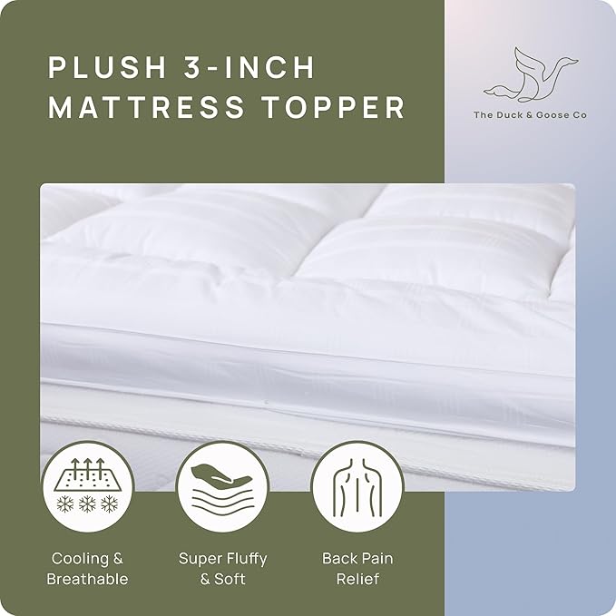 Plush Extra Thick Pillow Top Full Size Mattress Topper for Firm Mattress, Soft & Cooling Hotel Bed Topper for Back Pain with Natural Cotton Cover, Overfilled Mattress Pad Cover, Fit to 6”-22” Mattress