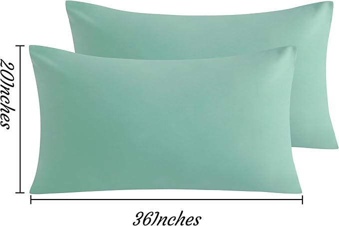 NTBAY King Pillow Cases Set of 2, 2 Pack Brushed Microfiber 20x36 Pillow Cases, Soft, Wrinkle, Fade, Stain Resistant Mint Green Pillow Cases with Envelope Closure, 20x36 Inches, Mint Green
