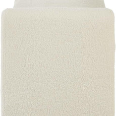 24KF Modern Upholstered Bed Bench Covered with Soft Boucle Teddy Fabric, Lovely Entryway Bench Ottoman with Armrest,5062-Cream
