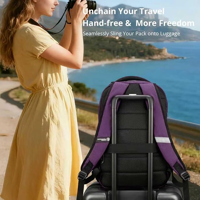 Swissdigital Design Business Laptop Backpack, College Laptops Backpack with USB Charging Port for Men and Women Fits 16 Inch Notebook, Purple | SD1670-51