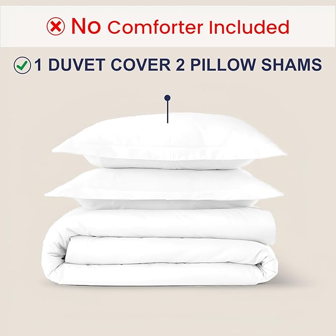 Kotton Culture 3 Pc Duvet Cover Queen Size/Full Size Set-100% Egyptian Cotton Sateen 600 Thread Count Ultra Soft Premium Durable Comforter Cover Zipper Closure & Corner Ties- (White, 90" X 90")