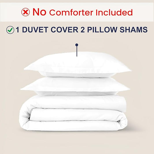 Kotton Culture 3 Pc 120" x 98" Duvet Cover Set Oversized King 100% Egyptian Cotton - 600 Thread Count Comforter Cover, Zipper Closure & Corner Ties - Fits Large King Inserts - White