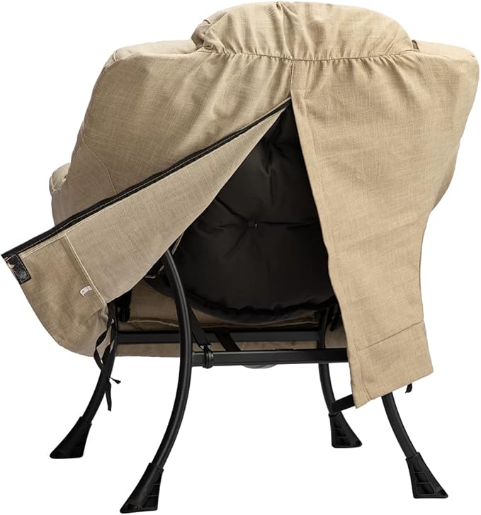 HollyHOME Lazy Chair with Armrest and Side Pocket, Comfy Accent Lounge Chair,Leisure Sofa Armchair for Living Room, Bedroom, Dorm, or Small Spaces, Oversized Reading Sofa Chair,Cotton-Linen Tan