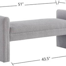 24KF Modern Upholstered Bed Bench Covered with Soft Boucle Teddy Fabric, Lovely Entryway Bench Ottoman with Armrest,5062-Gray