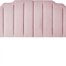 24KF Pink Teddy Fabric Tufted for Queen Upholstered Headboard, Modern Vertical Channel Design Full Headboard with Stepped Silhouette Top Edge,6026-Q-Teddy Pink