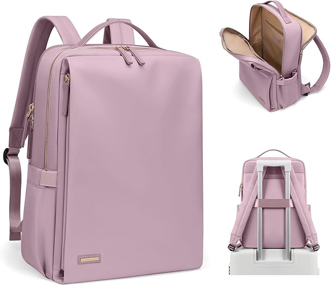 Stylish Laptop Backpack for Women Airline Approved Perfect for Work College and Travel Multi-Functional Casual Daypack Fits 14 Inch Notebook (Pinkish Purple)