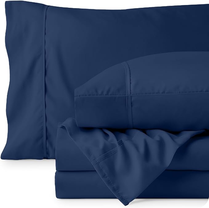 Bare Home Full XL Sheet Set - Luxury 1800 Ultra-Soft Microfiber Full Extra Long Bed Sheets - Double Brushed - Deep Pockets - Easy Fit - 4 Piece Set - Bedding Sheets & Pillowcases (Full XL, Dark Blue) BareHome