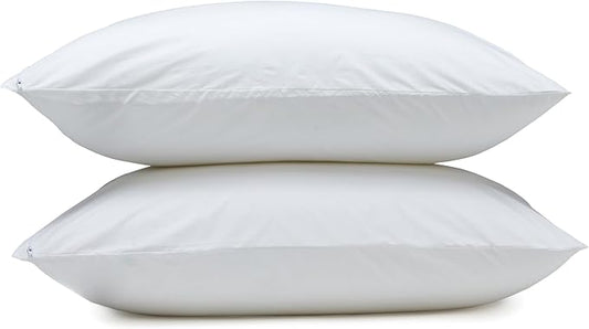 Amazon Basics Down Alternative Bed Pillows and Pillow Protector Case 2-Piece Set, 26 in x 20 in, Soft Density, Standard - Pack of 2, White