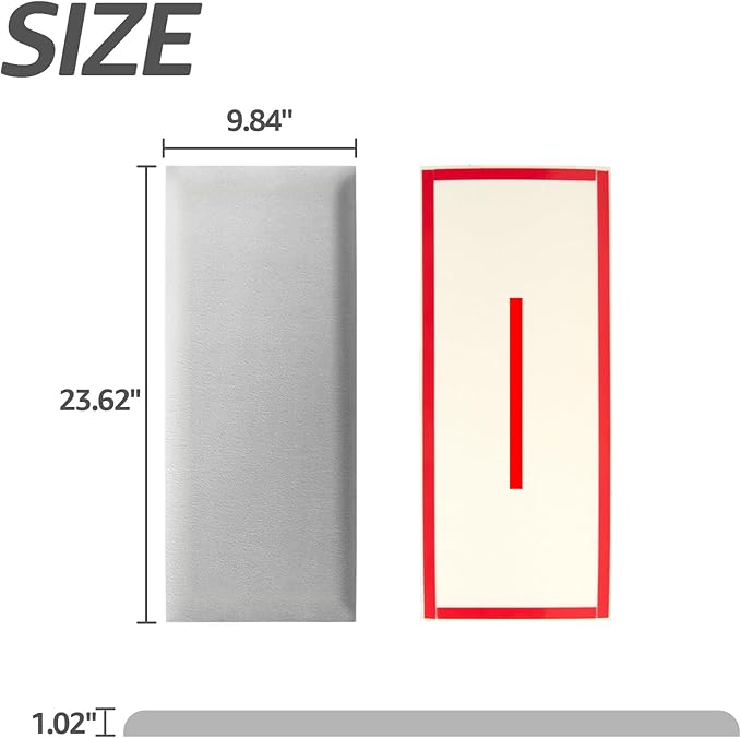 Art3d Peel and Stick Headboard for Twin, Full and Queen in Velvet Stone, Pack of 6 Panels Sized 9.84" x 23.62", Soundproof Wall Panels 3D, Upholstered Wall Panel