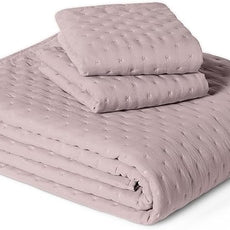 Amazon Basics Brushed Microfiber Quilt Set, Extra Soft with Natural Texture, 3-Piece,King, Purple