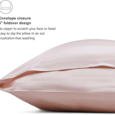 ALASKA BEAR Silk Pillowcase Envelope Closure, 22 Momme 100 Percent Mulberry Silk Pillow Slip Foldover Design, Washable and NO Zipper, Queen(1, Pink)